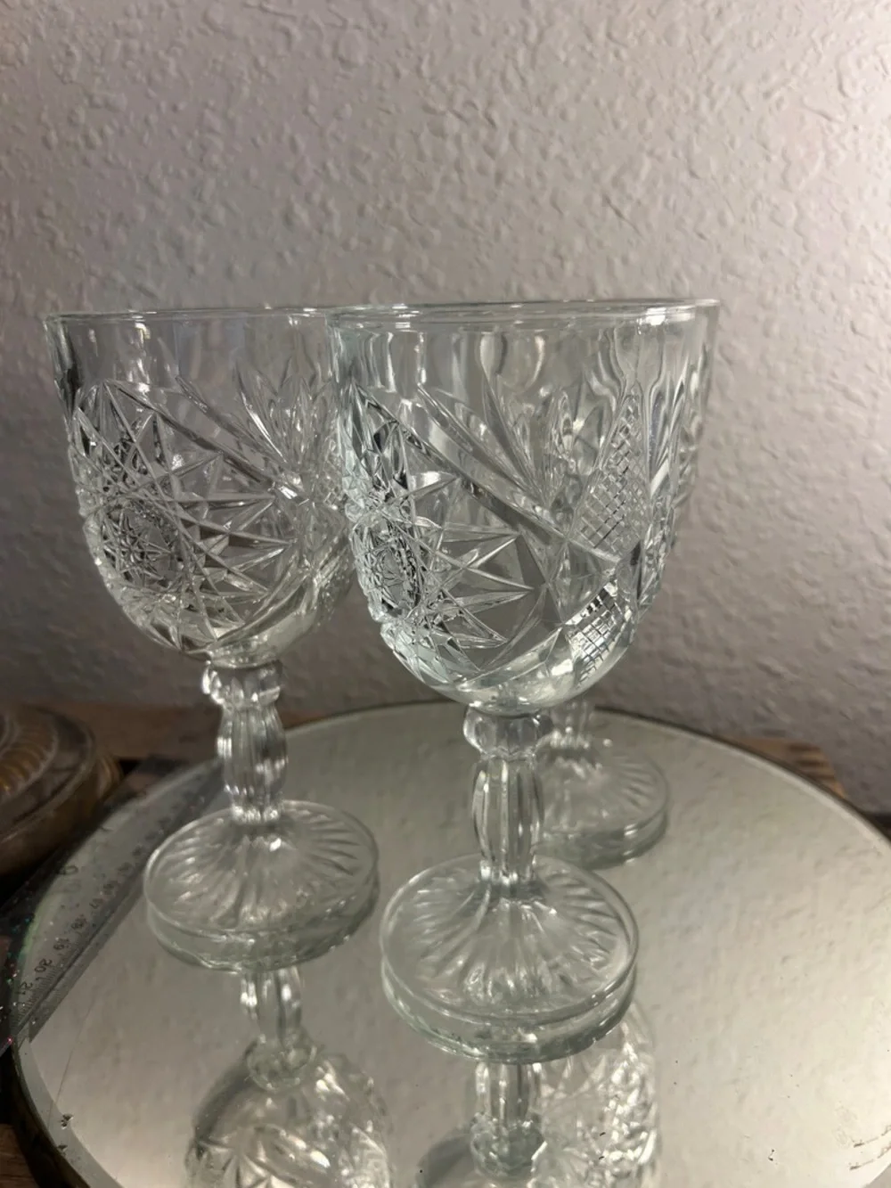 Crystal Cut Wine Goblet - Clear Glass (Set of 3)